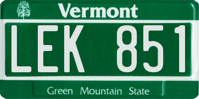 VT license plate LEK851