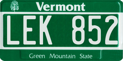 VT license plate LEK852