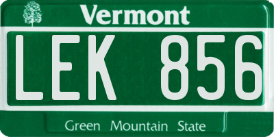 VT license plate LEK856