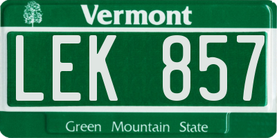 VT license plate LEK857