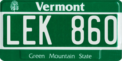 VT license plate LEK860