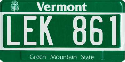 VT license plate LEK861