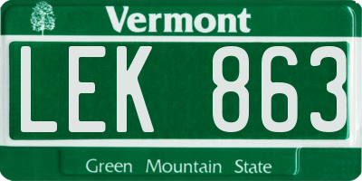 VT license plate LEK863