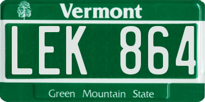 VT license plate LEK864