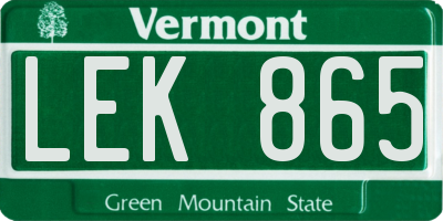 VT license plate LEK865