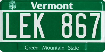 VT license plate LEK867
