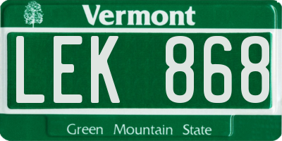 VT license plate LEK868