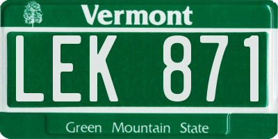 VT license plate LEK871