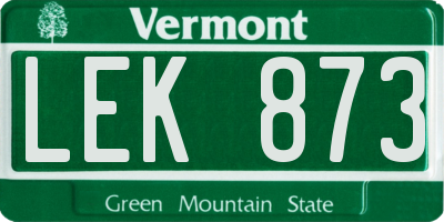 VT license plate LEK873