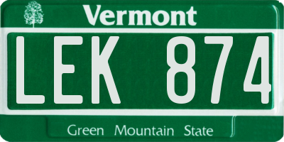VT license plate LEK874