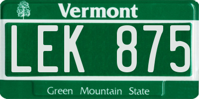 VT license plate LEK875