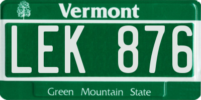 VT license plate LEK876