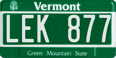 VT license plate LEK877