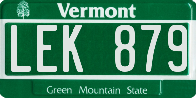 VT license plate LEK879