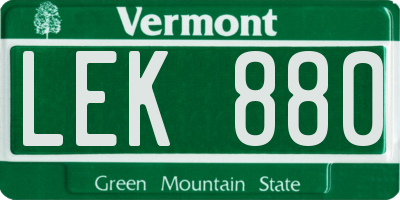 VT license plate LEK880