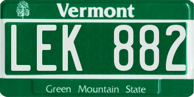 VT license plate LEK882