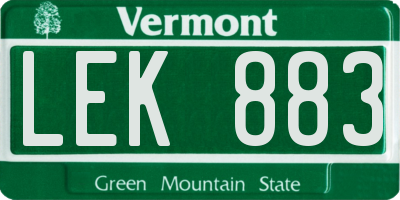 VT license plate LEK883