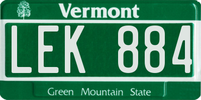 VT license plate LEK884