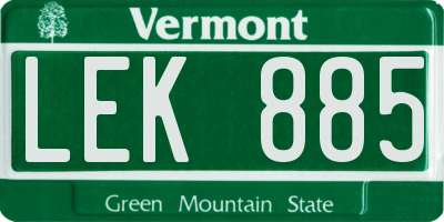 VT license plate LEK885
