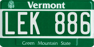 VT license plate LEK886