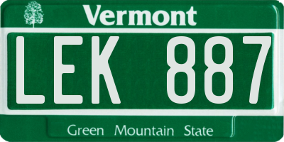 VT license plate LEK887