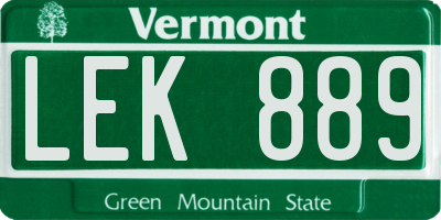 VT license plate LEK889