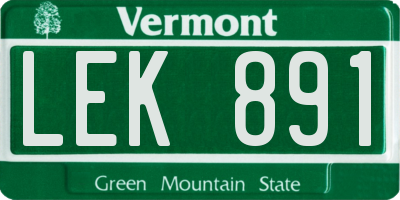 VT license plate LEK891