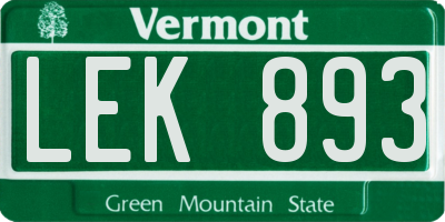 VT license plate LEK893