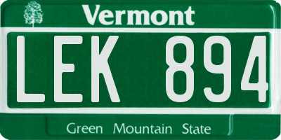 VT license plate LEK894
