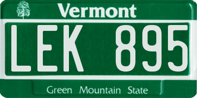 VT license plate LEK895
