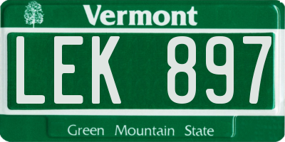 VT license plate LEK897