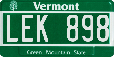 VT license plate LEK898