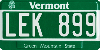VT license plate LEK899