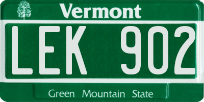 VT license plate LEK902