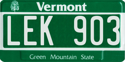 VT license plate LEK903