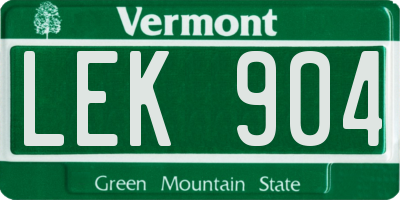 VT license plate LEK904