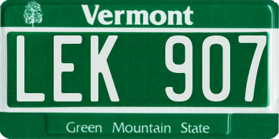 VT license plate LEK907