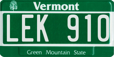 VT license plate LEK910