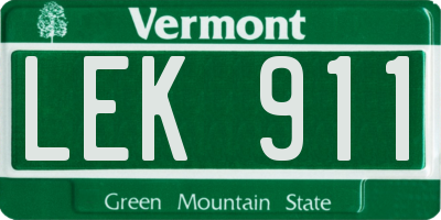 VT license plate LEK911