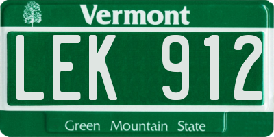 VT license plate LEK912