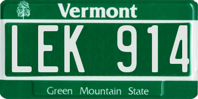 VT license plate LEK914