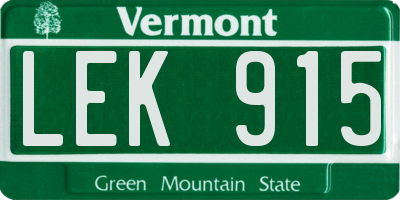 VT license plate LEK915