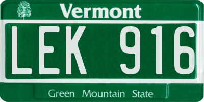 VT license plate LEK916