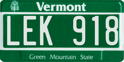 VT license plate LEK918