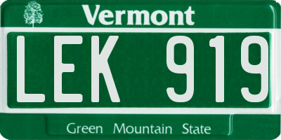 VT license plate LEK919