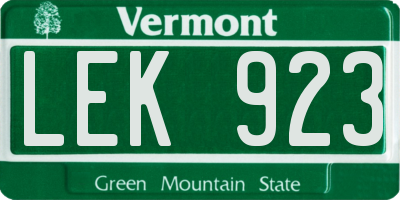 VT license plate LEK923