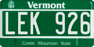 VT license plate LEK926