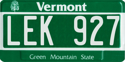 VT license plate LEK927