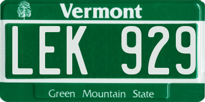 VT license plate LEK929