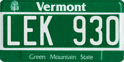 VT license plate LEK930